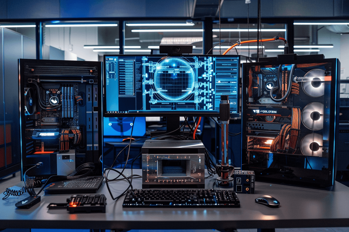 Laboratorio de ensamblaje VLCExtreme durante la definición de una workstation a medida
